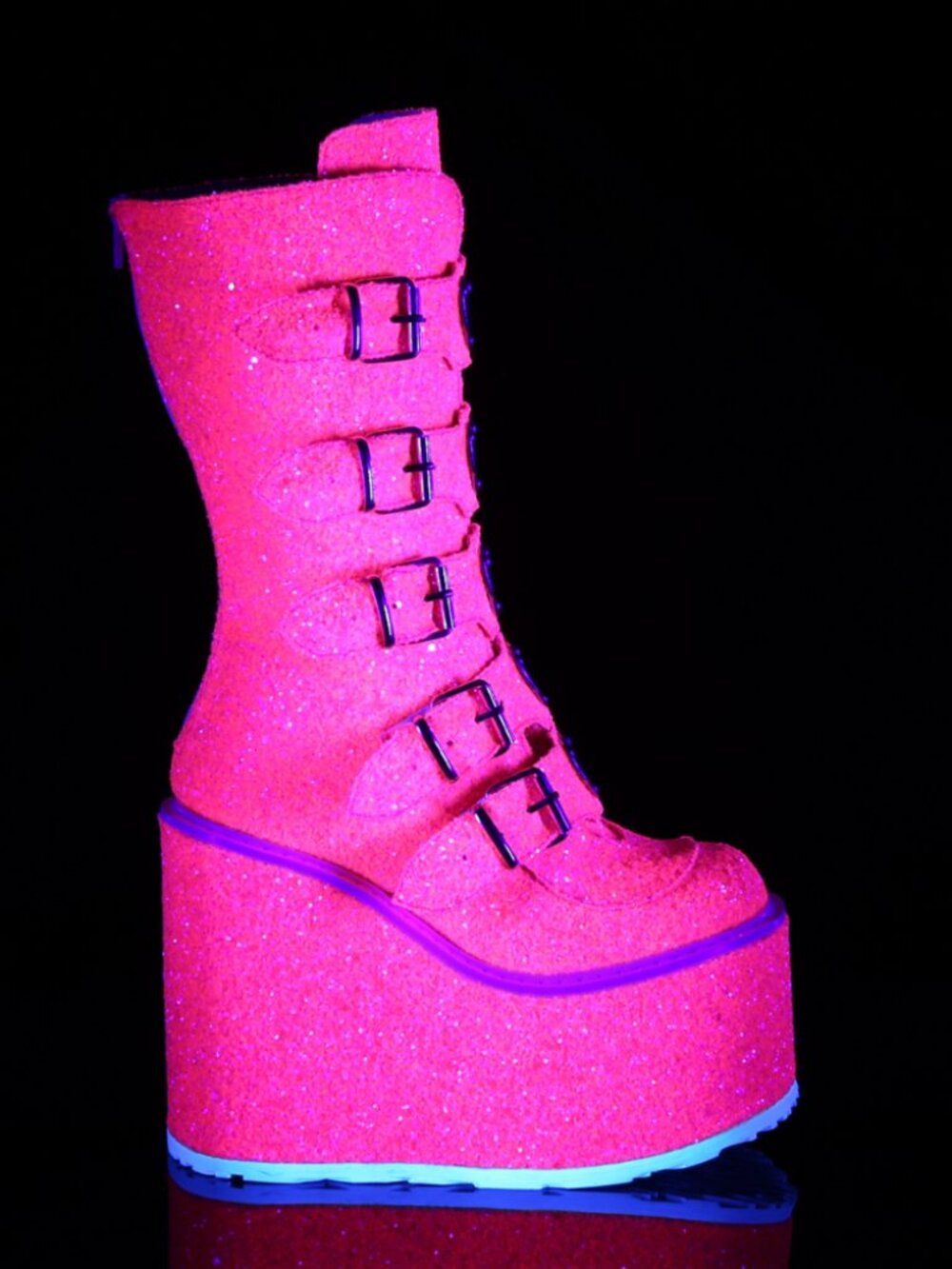 Mid-Calf Boots with 5 Buckle Straps  Heart-Shaped Metal Plate Details